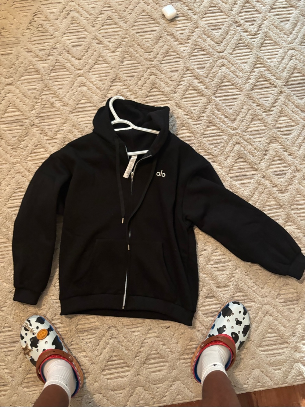 Alo men Black Zip-Up Hoodie size small